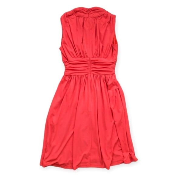 Boston Proper Flowy Ruched Sleeveless Orange Midi Dress - Picture 4 of 9